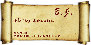 Béky Jakobina névjegykártya